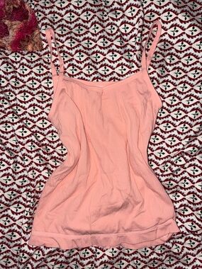 Coral Pink Ribbed Cami Tank Top